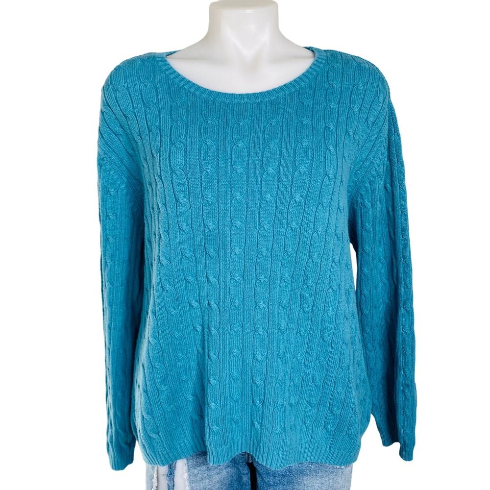 Vintage St John’s Bay Teal Twist Knit Sweater